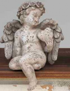 Figura ángel cerámica gris