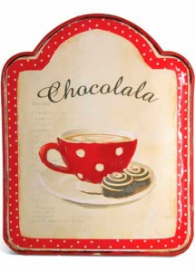 Placa de pared metal chocolate rojo