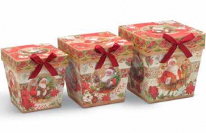 Set de 3 cajas Papa Noel cartn