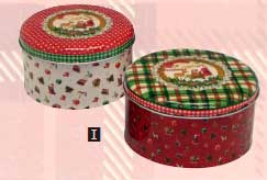 Juego de 2 cajas metal redondas Navidad