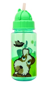Cantimplora para nios con pajita decorada perrito