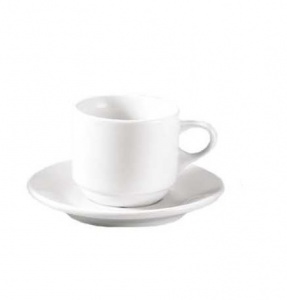 Taza de caf Hotel con plato de porcelana