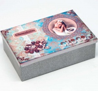 Caja de metal rectangular Mademoiselle choco