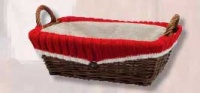 Cesta cuadrada con asas tejido rojo