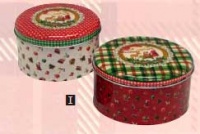Juego de 2 cajas metal redondas Navidad