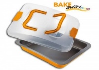 Fuente horno naranja rectangular con tapa
