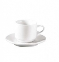 Taza de café Hotel con plato de porcelana