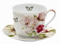 Taza jumbo decorada flores