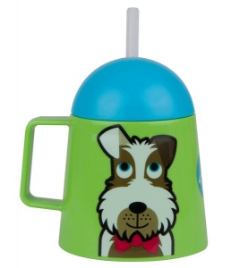 Vaso infantil con asa y pajita decorado con perrito