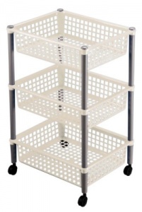 Verdulero plstico 3 cestas con ruedas